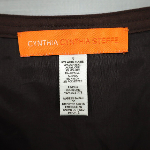 Cynthia Steffe Skirt Womens 8 Brown Gold Tweed Fringe Hem Lined Mohair Alpaca - Picture 3 of 15